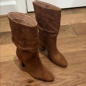 Elegant Brown Suede Women's Slouchy Boots. Only worn inside to try on